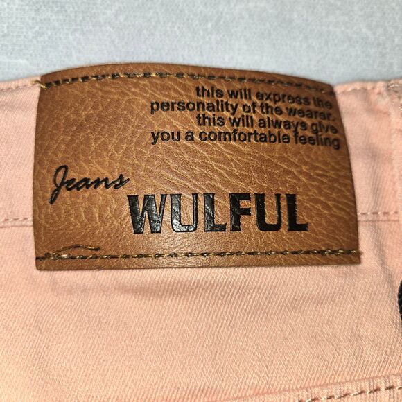 WULFUL Jeans Mens Peach Denim 34 X 30 Ripped Relax Fit Grunge Pants Punk Skater - Picture 6 of 6